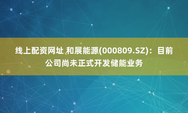 线上配资网址 和展能源(000809.SZ)：目前公司尚未正式开发储能业务
