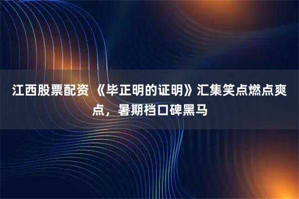 江西股票配资 《毕正明的证明》汇集笑点燃点爽点，暑期档口碑黑马