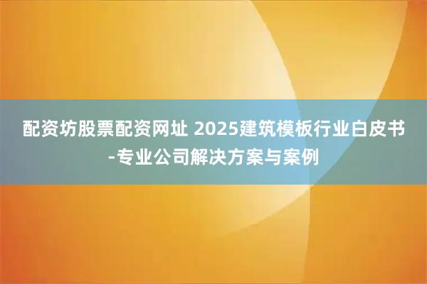 配资坊股票配资网址 2025建筑模板行业白皮书-专业公司解决方案与案例